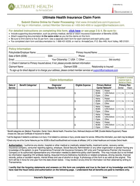 armadacare member claim forms